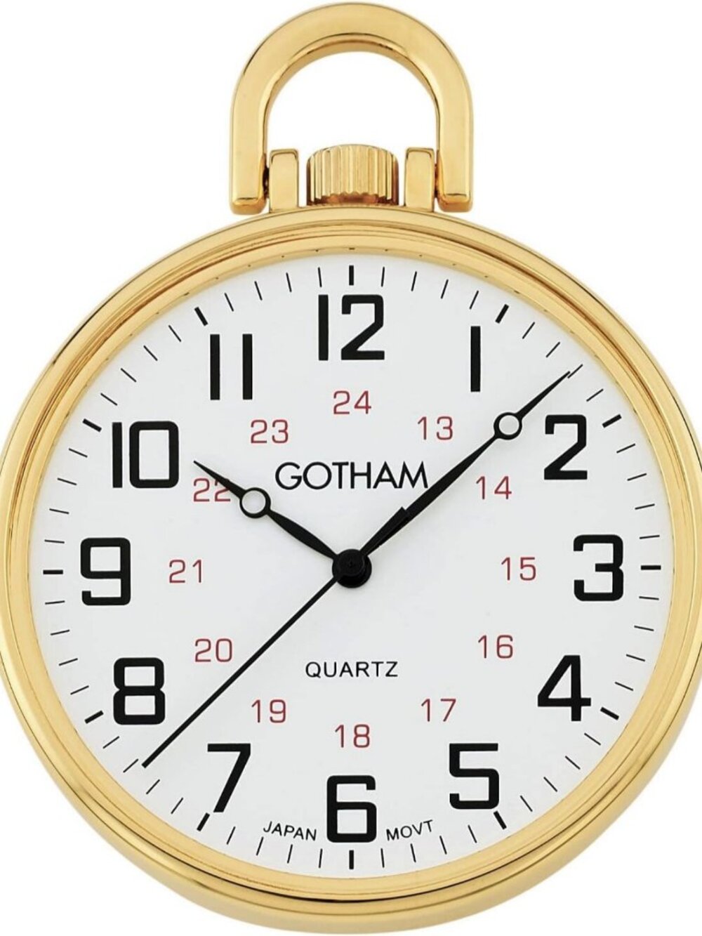 Gold-Tone Ultra Thin Railroad Open Face Quartz Pocket Watch for Men, Vintage